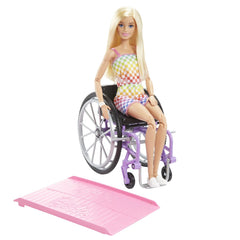 Barbie papusa barbie blonda in scaun cu rotile, Mattel - Publisol.ro