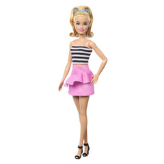 Barbie papusa barbie fashionista blonda cu parul prin in coada si fusta roz, Mattel - Publisol.ro