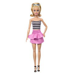 Barbie papusa barbie fashionista blonda cu parul prin in coada si fusta roz, Mattel - Publisol.ro