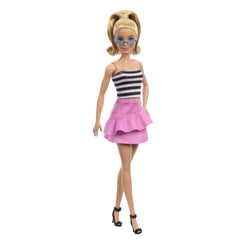 Barbie papusa barbie fashionista blonda cu parul prin in coada si fusta roz, Mattel - Publisol.ro