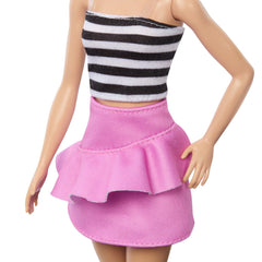 Barbie papusa barbie fashionista blonda cu parul prin in coada si fusta roz, Mattel - Publisol.ro