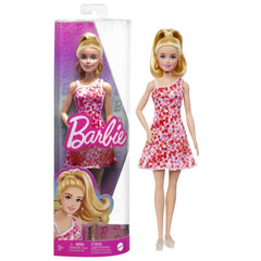 Barbie papusa barbie fashionista blonda cu parul prins in coada si rochie cu floricele, Mattel - Publisol.ro