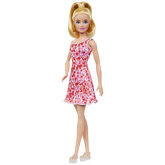 Barbie papusa barbie fashionista blonda cu parul prins in coada si rochie cu floricele, Mattel - Publisol.ro
