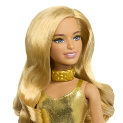 Barbie papusa barbie fashionistas blonda cu salopeta aurie, Mattel - Publisol.ro