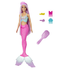 Barbie papusa sirena cu par mov si coada roz, Mattel - Publisol.ro
