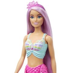 Barbie papusa sirena cu par mov si coada roz, Mattel - Publisol.ro