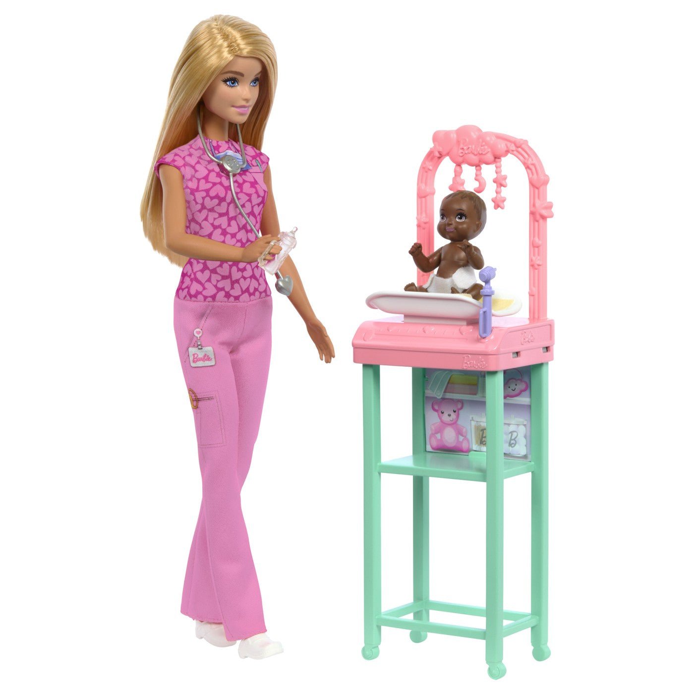 Barbie set de joaca papusa Barbie blonda face cariera pediatru - Publisol.ro