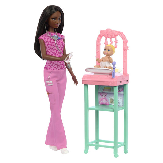 Barbie set de joaca papusa Barbie bruneta face cariera pediatru - Publisol.ro