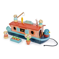 Barca familiei de vidre, din lemn premium - Little Otter Canal Boar - Tender Leaf Toys - Publisol.ro