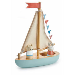 Barca lui Bubble si Squeak, din lemn premium - Sailaway Boat - Tender Leaf Toys - Publisol.ro