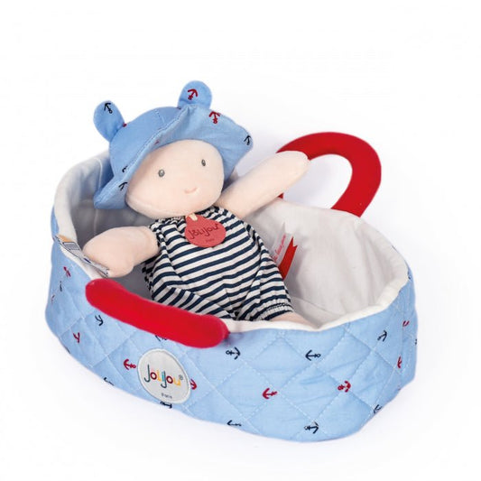 Bebelus din plus in cosulet matlasat - Mathis, 20 cm, roz - Jolijou - Publisol.ro