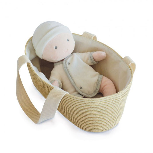 Bebelus din plus in cosulet natur - 28 cm, bej - Jolijou - Publisol.ro