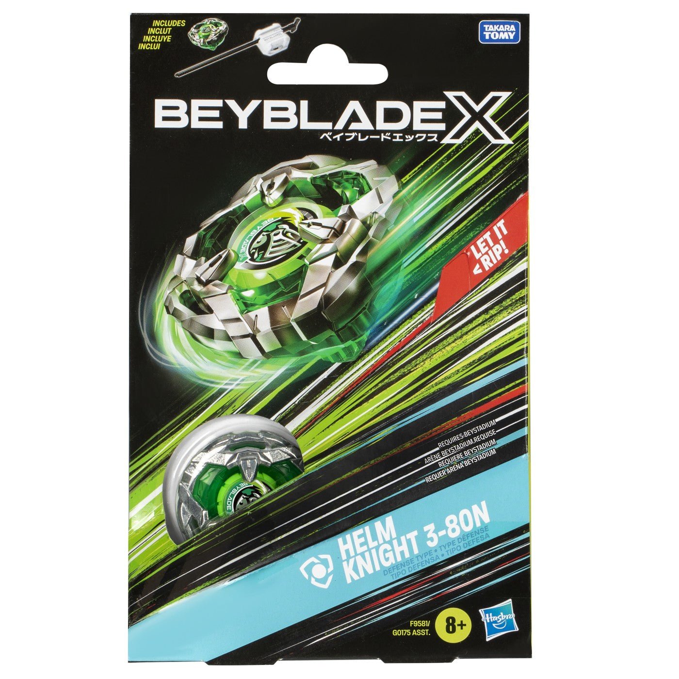 Beyblade x let it rip set lansator si roata helm knight 3-80n, Hasbro - Publisol.ro