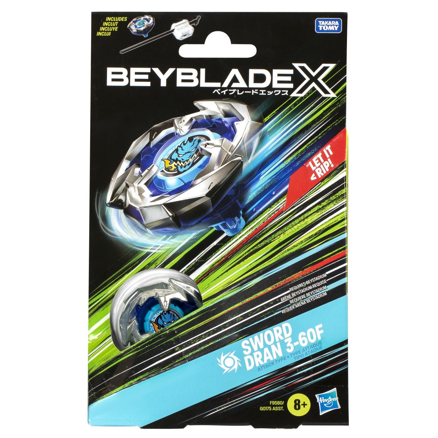 Beyblade x let it rip set lansator si roata sword dran 3-60f, Hasbro - Publisol.ro