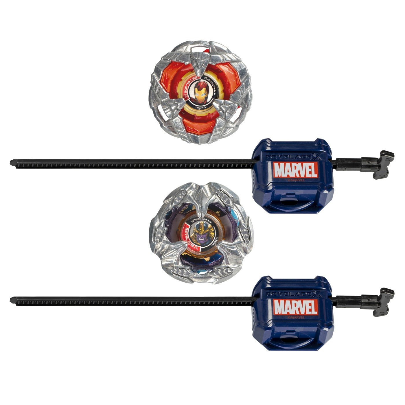 Beyblade x marvel set duo iron man 4-80b si thanos 4-60p, Hasbro - Publisol.ro