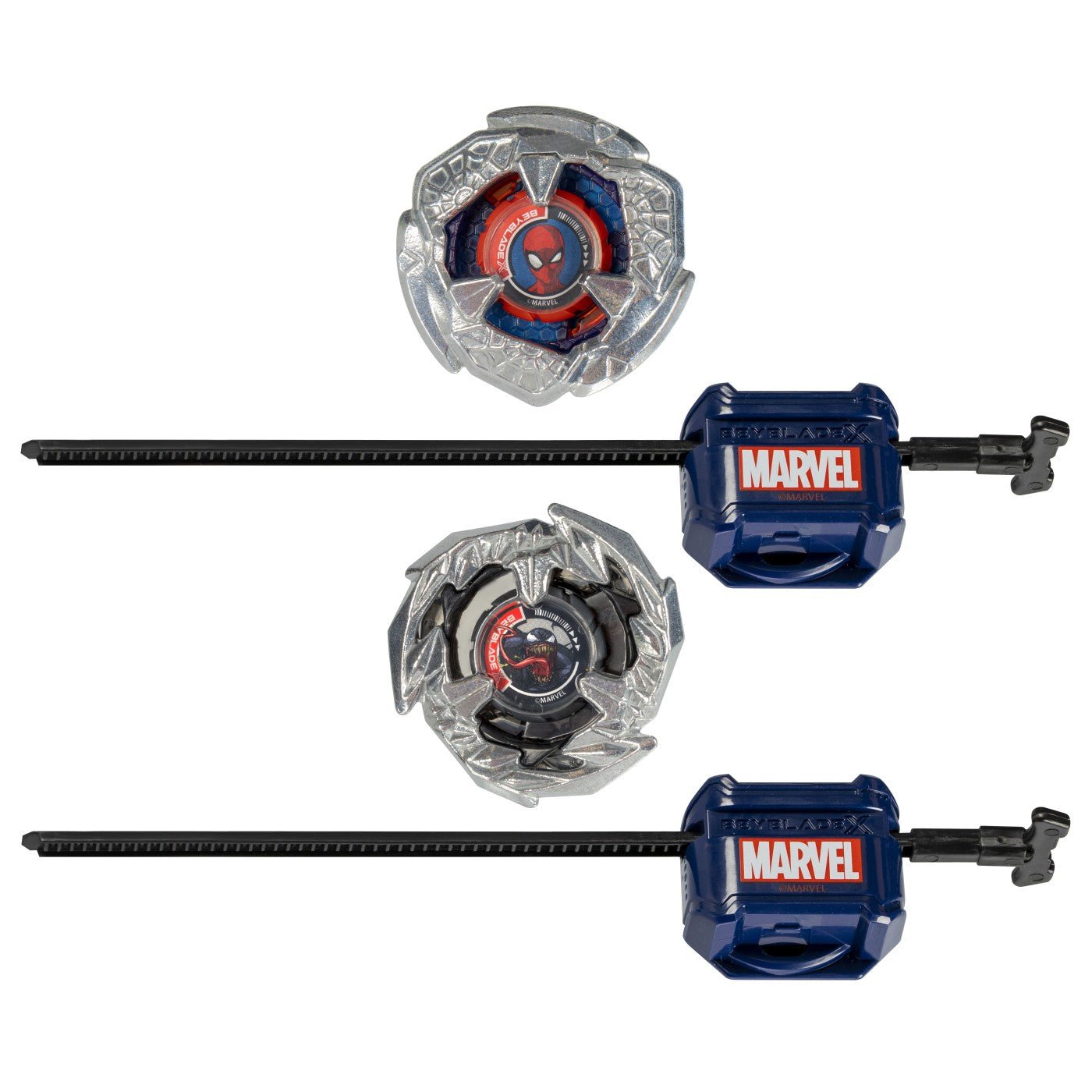 Beyblade x marvel set duo spider man 3-60f si venom 3-80n, Hasbro - Publisol.ro