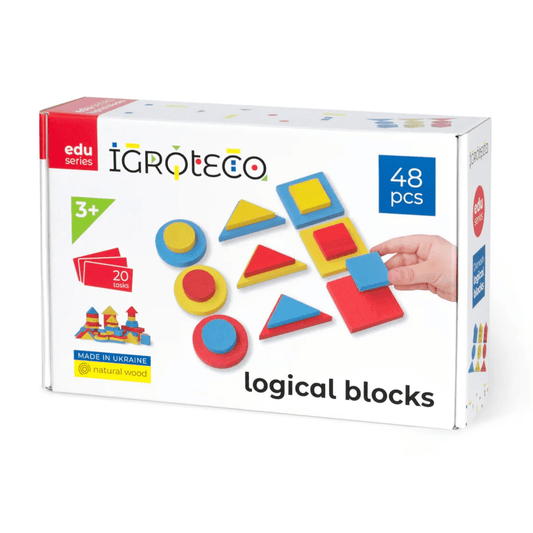 Blocuri logice din lemn, 48 piese - Igroteco - Publisol.ro