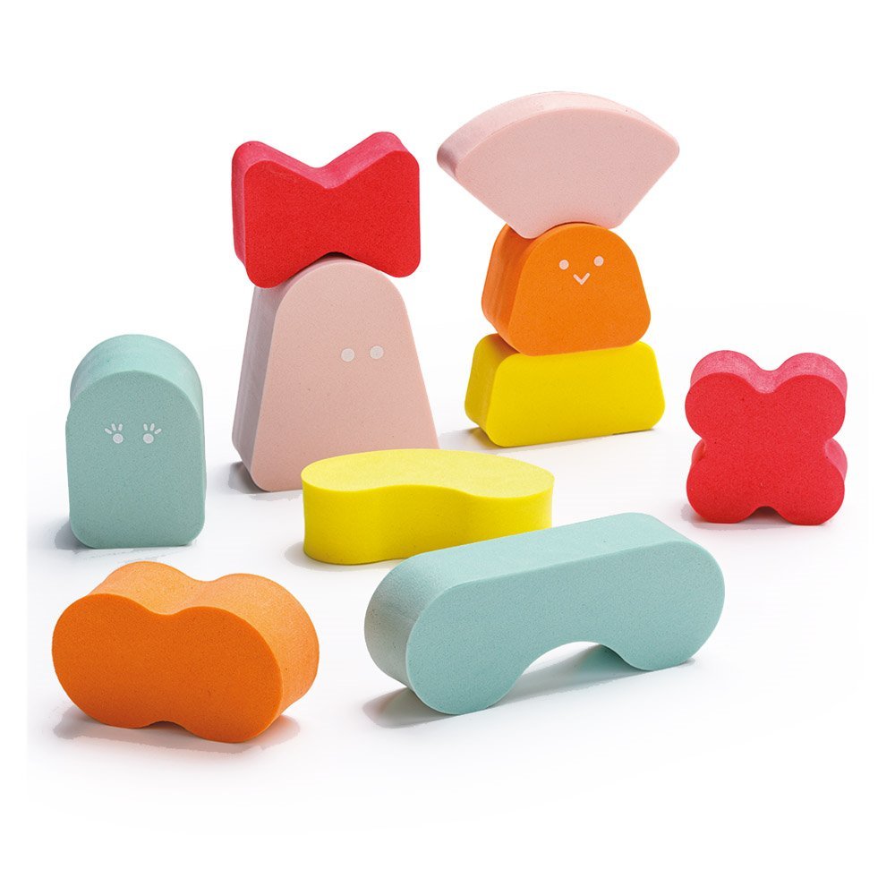 Blokki, joc de stivuire din spuma, coral pink, Quut Toys - Publisol.ro