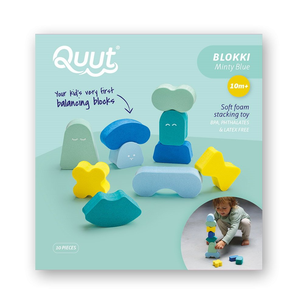 Blokki, joc de stivuire din spuma, minty blue, Quut Toys - Publisol.ro