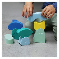 Blokki, joc de stivuire din spuma, minty blue, Quut Toys - Publisol.ro