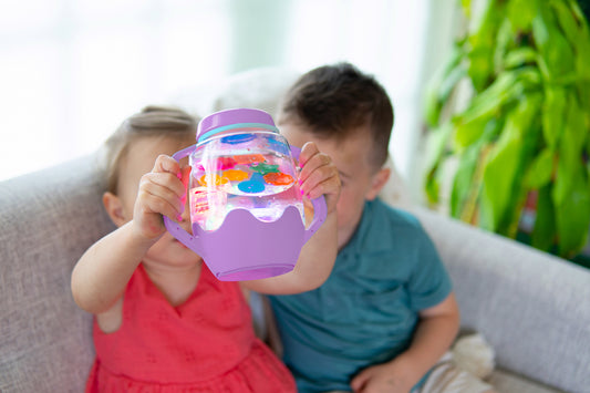 Borcan pentru joaca senzoriala, mov - Glo Pals