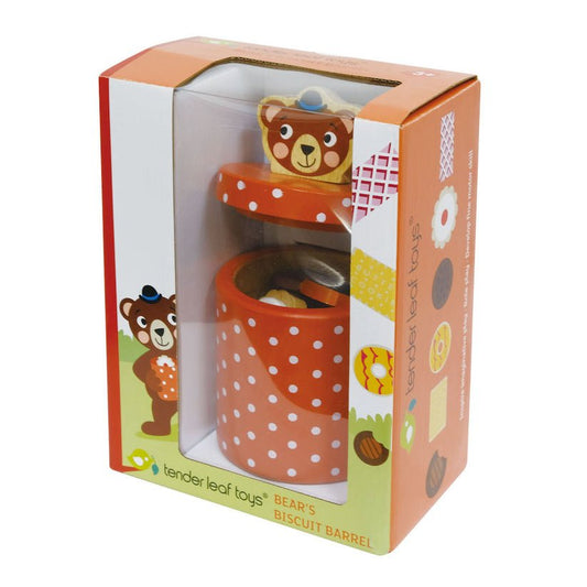 Borcanul cu biscuiti, din lemn premium - BEAR'S BISCUIT BARREL - 6 piese - Tender Leaf Toys - Publisol.ro