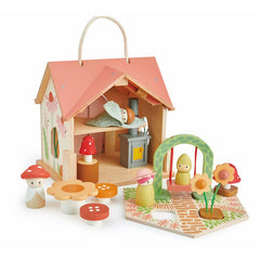 Cabana din lemn de trandafir, din lemn premium - Rosewood Cottage - 24 piese - Tender Leaf Toys - Publisol.ro