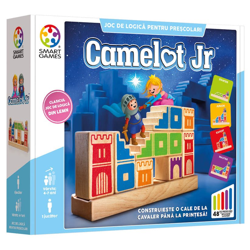 Camelot Jr., joc de logica cu 48 de provocari, 4+ ani, editie lb. romana, Smart Games - Publisol.ro
