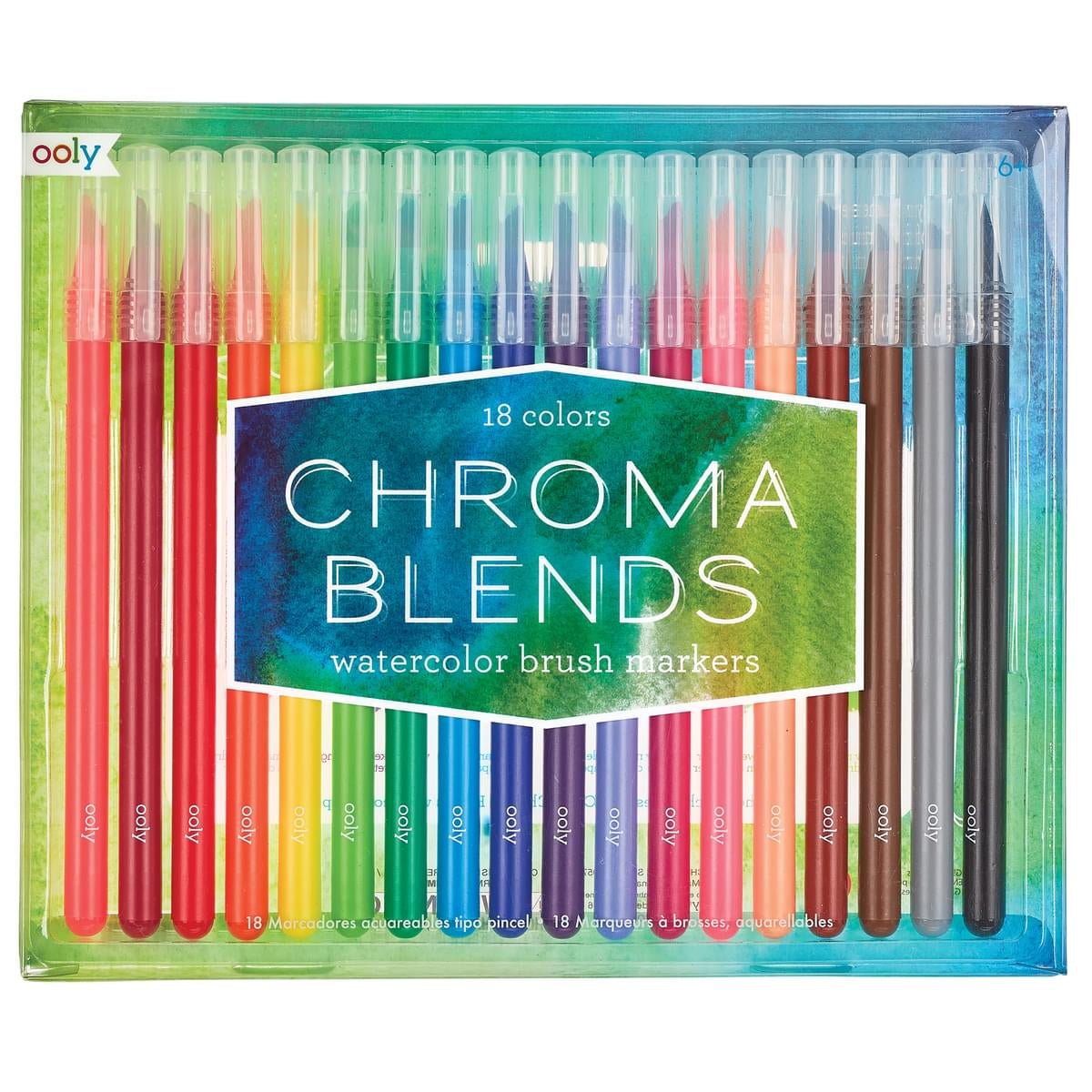 Carioci acuarele cu pensula, Chroma Blends, set de 18 - Ooly - Publisol.ro