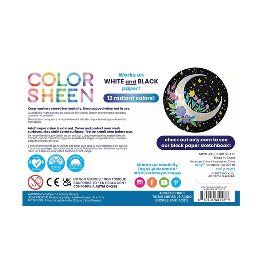 Carioci Colorate metalice - Color Sheen - set de 12 - Ooly - Publisol.ro