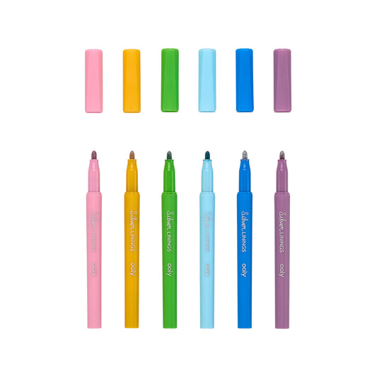 Carioci cu contur argintiu - Silver Linings - Set de 6 - Ooly