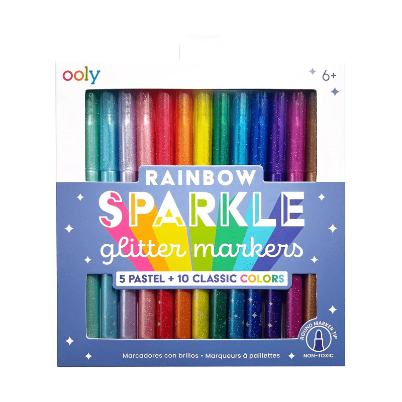Carioci cu sclipici Rainbow Sparkle, set de 15 culori - Ooly - Publisol.ro