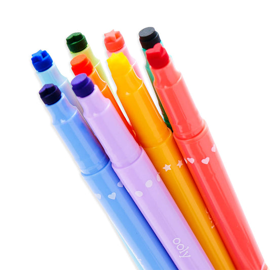 Carioci duble cu stampile Confetti Stamp - set de 9 - Ooly