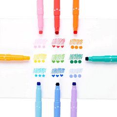 Carioci duble cu stampile Confetti Stamp - set de 9 - Ooly - Publisol.ro