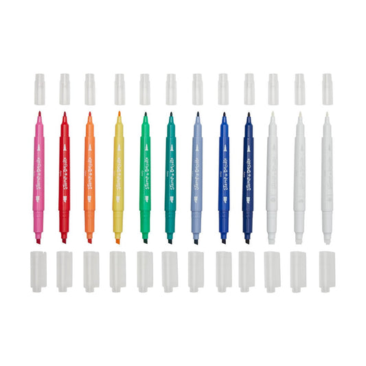 Carioci duble cu stampile Stamp - A - Doodle - set de 9 culori si 3 care schimba culoarea - Ooly - Publisol.ro