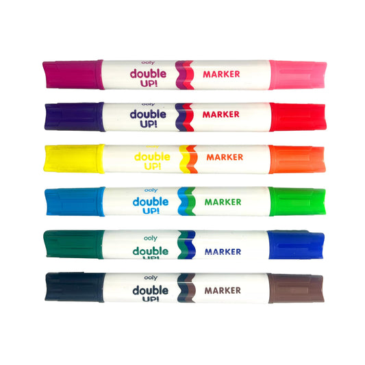 Carioci duble lavabile Double Up! - set de 6 carioci, 12 culori - Ooly