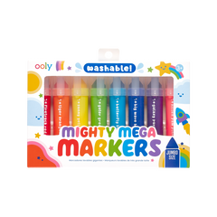 Carioci lavabile cu varf triunghiular, Mighty Mega, set 8 culori - Ooly