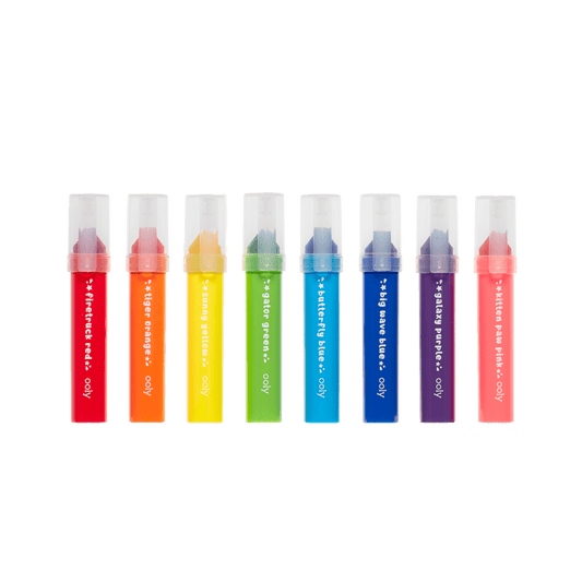 Carioci lavabile cu varf triunghiular, Mighty Mega, set 8 culori - Ooly - Publisol.ro