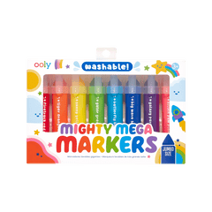 Carioci lavabile cu varf triunghiular, Mighty Mega, set 8 culori - Ooly - Publisol.ro