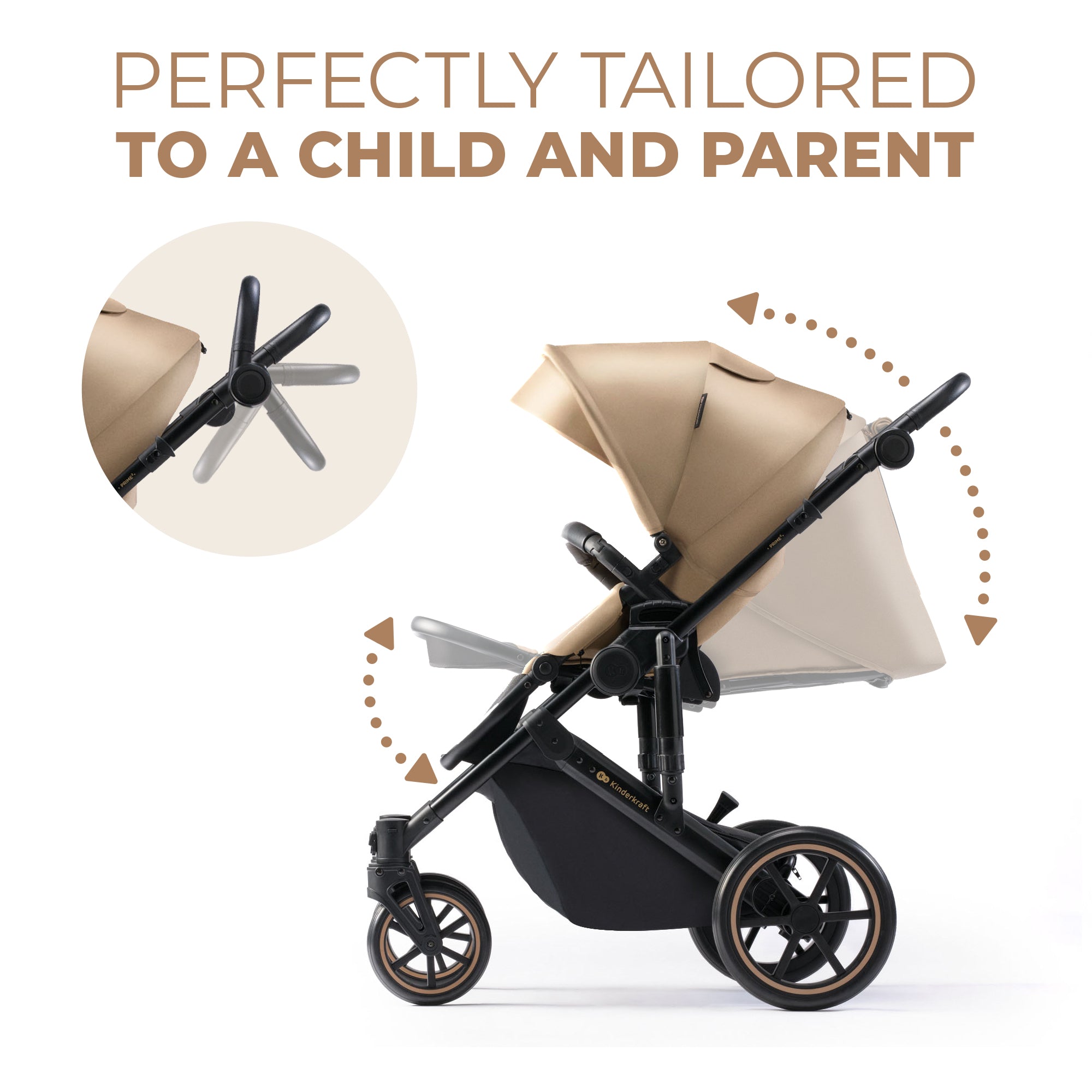 Carucior 2 in 1 Kinderkraft prime 2, sandrose beige - Publisol.ro