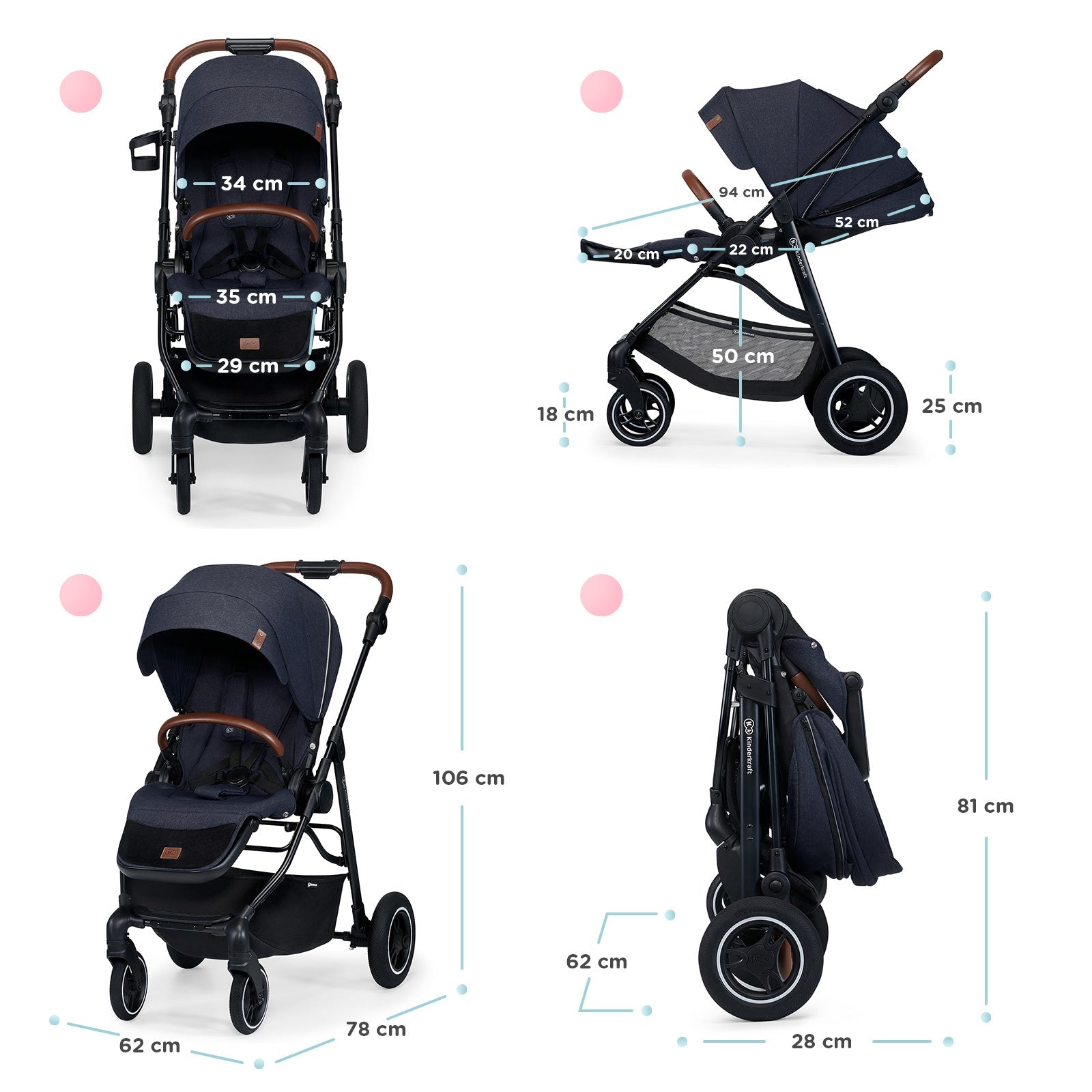 Carucior Kinderkraft all road, imperial blue - Publisol.ro