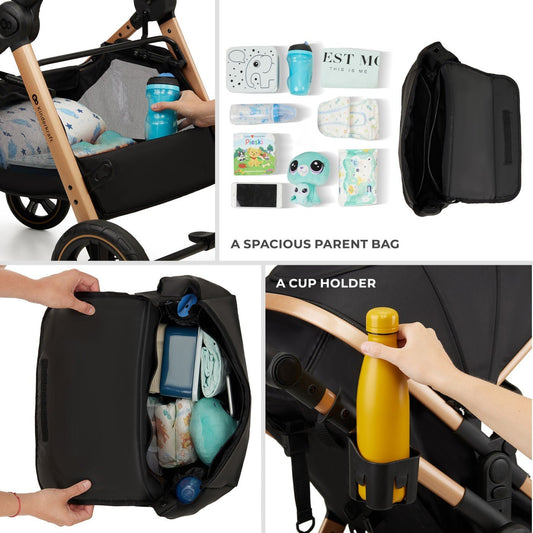 Carucior Kinderkraft esme, 3 in 1, moonlight grey - Publisol.ro