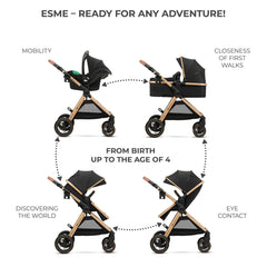 Carucior Kinderkraft esme, 3 in 1, pure black - Publisol.ro