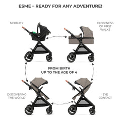 Carucior Kinderkraft esme, 3 in 1, sand beige - Publisol.ro