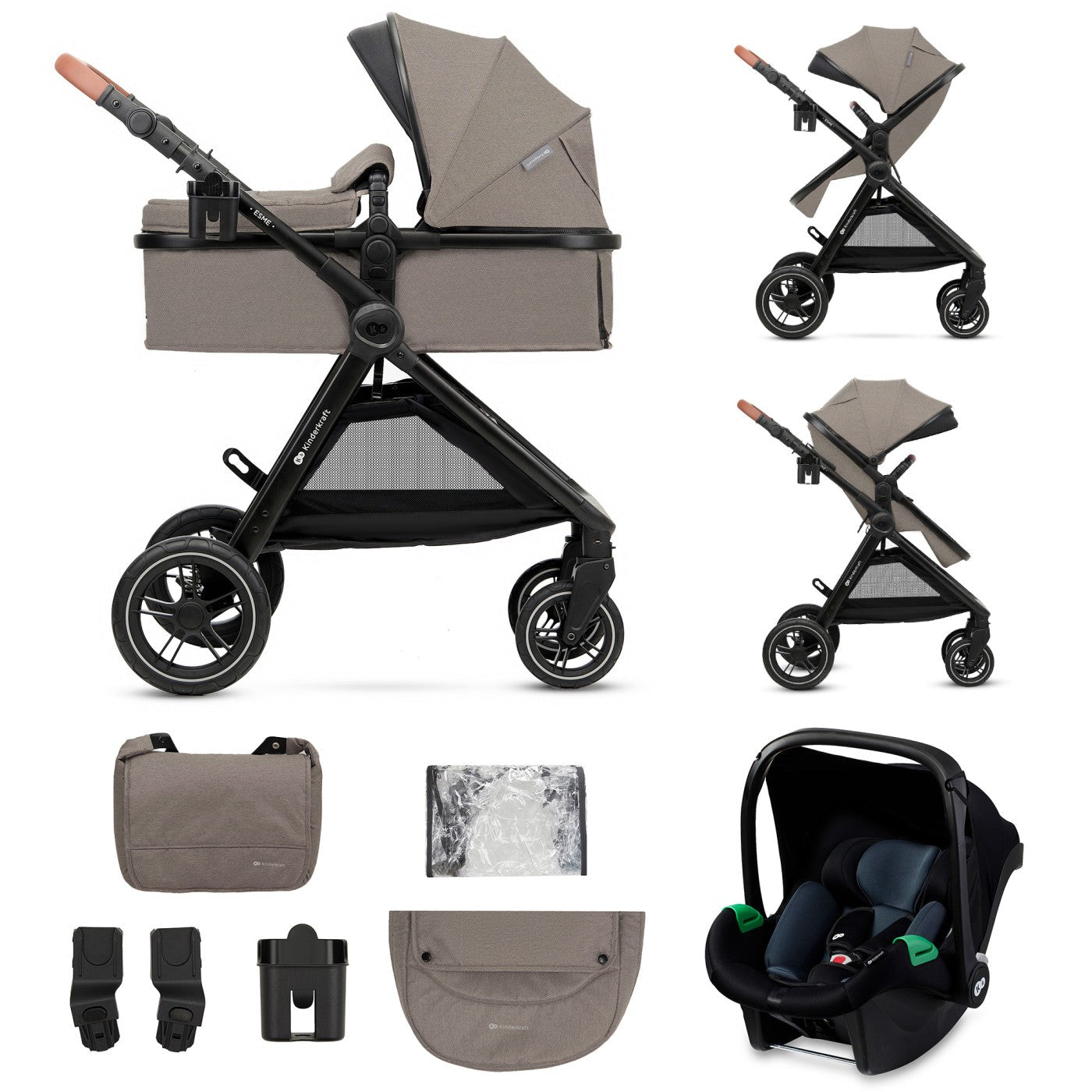 Carucior Kinderkraft esme, 3 in 1, sand beige - Publisol.ro