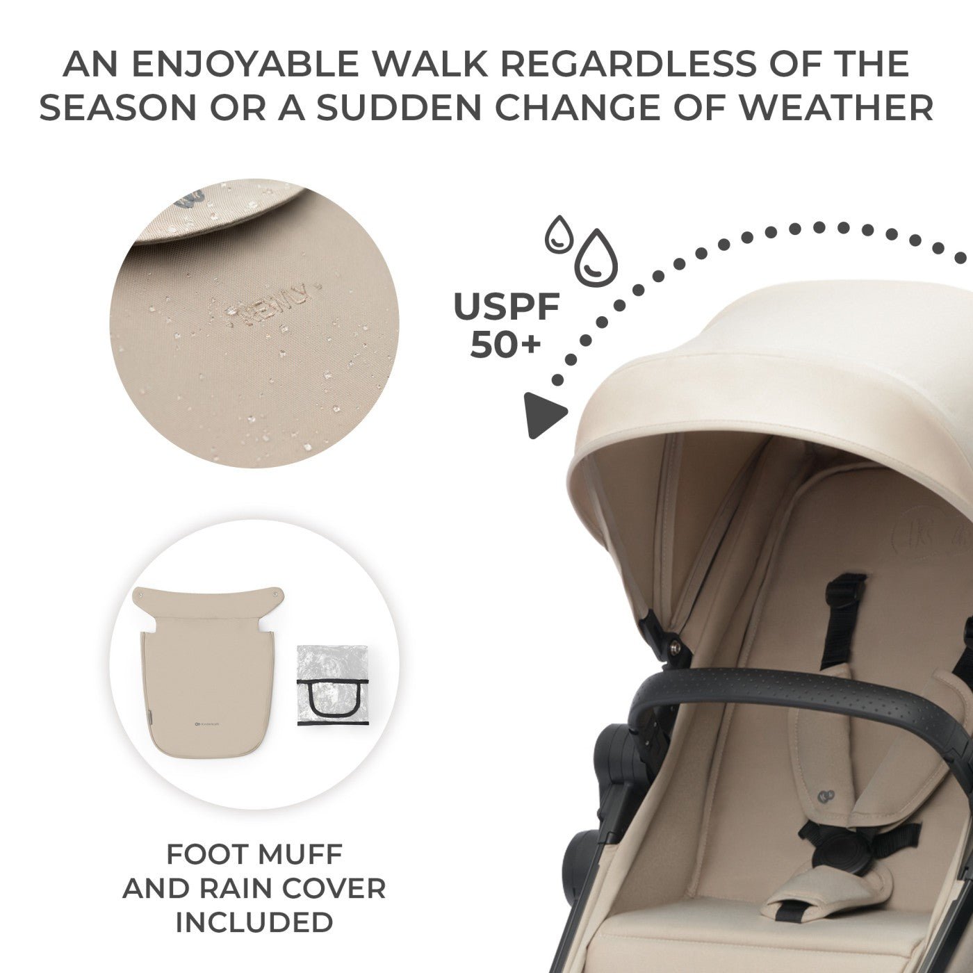 Carucior Kinderkraft newly, 4 in 1, sand beige - Publisol.ro