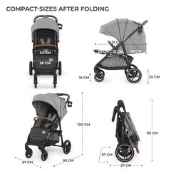 Carucior sport Kinderkraft grande plus, grey - Publisol.ro