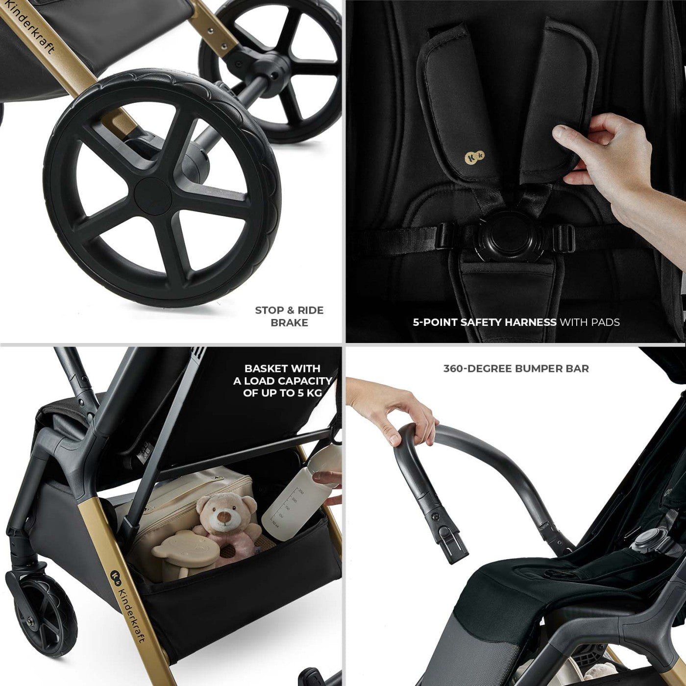 Carucior sport Kinderkraft loom, 0 - 22 kg, ink black - Publisol.ro