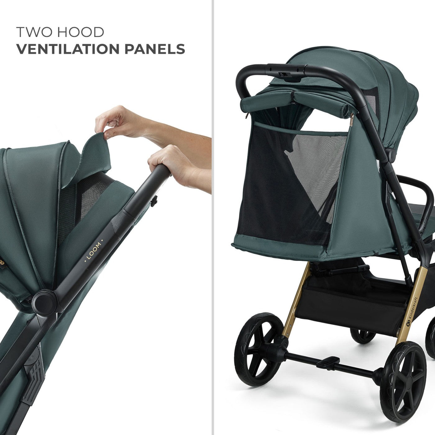 Carucior sport Kinderkraft loom, 0 - 22 kg, jade green - Publisol.ro