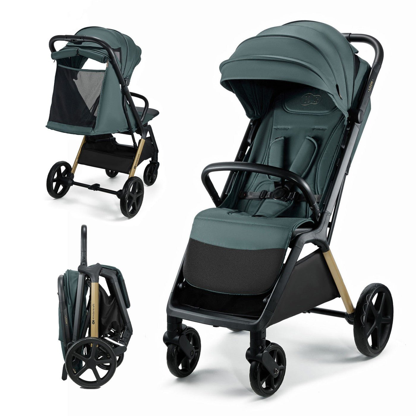 Carucior sport Kinderkraft loom, 0 - 22 kg, jade green - Publisol.ro
